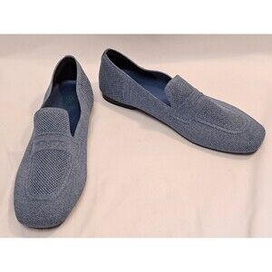 Burudani Blue Knit Flats Loafers Slip On Square Toe EUC Size 9 Womens